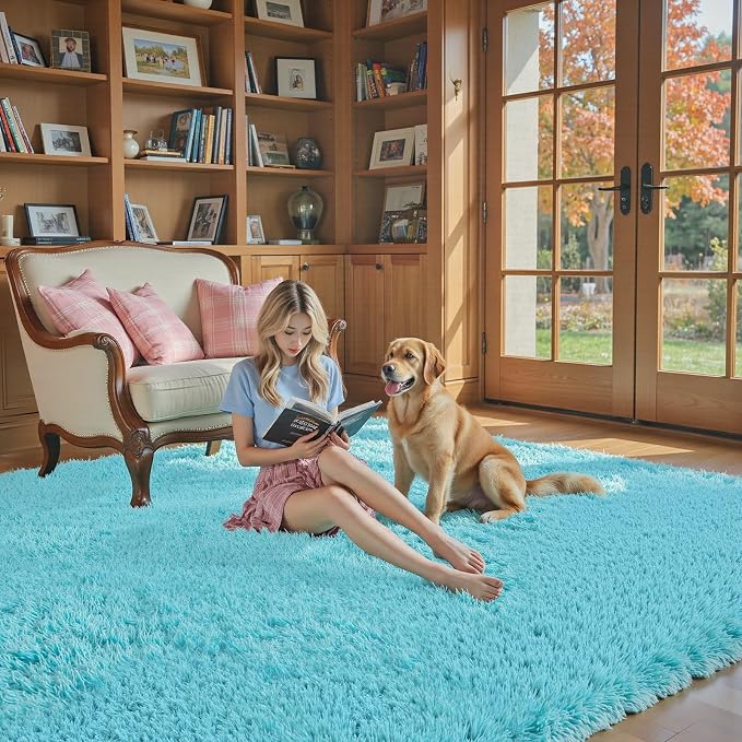 Area Rugs 9x12 Living Room, Shaggy Carpet Soft Plush Furry Bedside Rug Large - Image 4