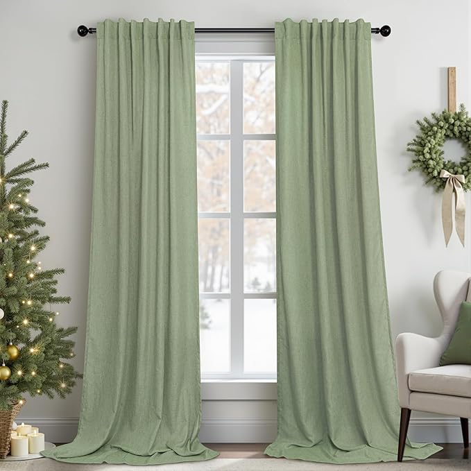 Pitalk Sage Green Curtains 5 FT Wide by 84 Inches Long - Image 2