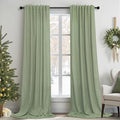 Light Sage Green Linen Curtains 120 Inches Long by Pitalk