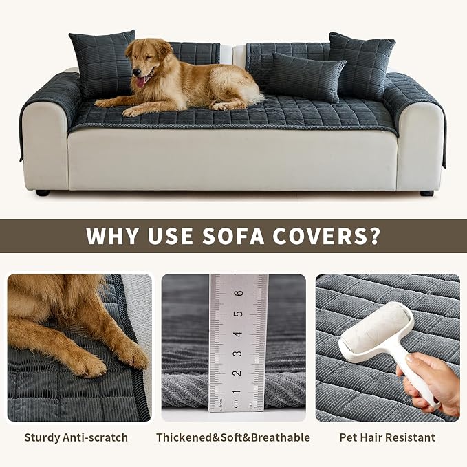 Couch Covers for Dogs Washable, Non Slip Couch Covers for Loveseat Sofa Pet - Image 6