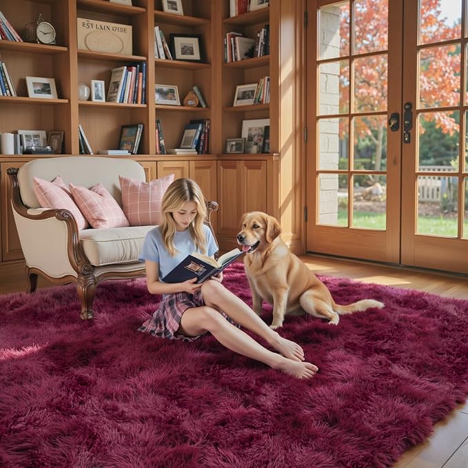 Area Rugs 9x12 Living Room, Shaggy Carpet Soft Plush Furry Bedside Rug Large - Image 6