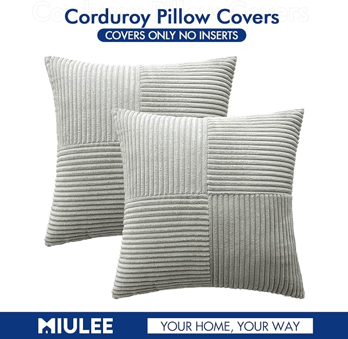 MIULEE Silver Grey Decorative Euro Sham Pillow Covers 24x24 Inch - Image 6