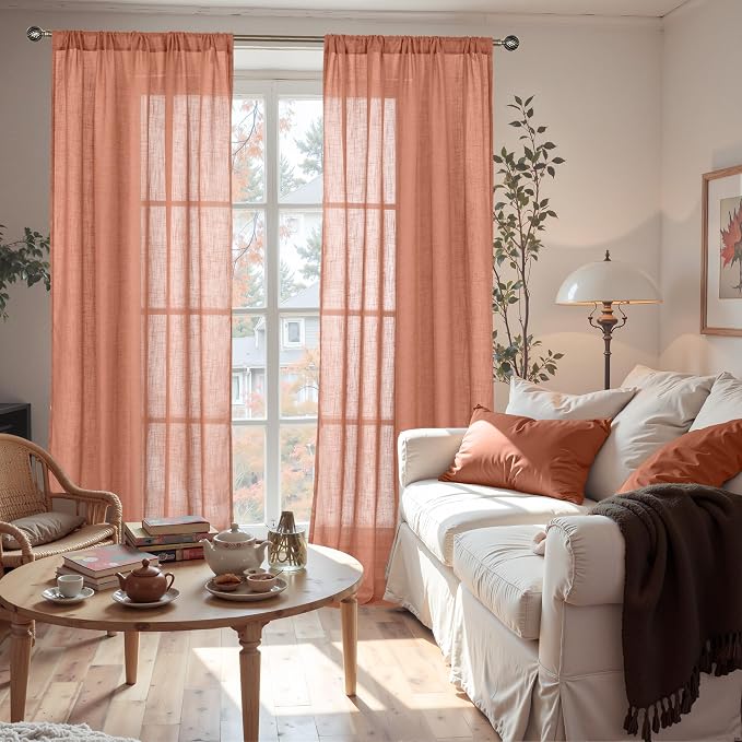 BGment Boho Terracotta Linen Curtains - Image 2