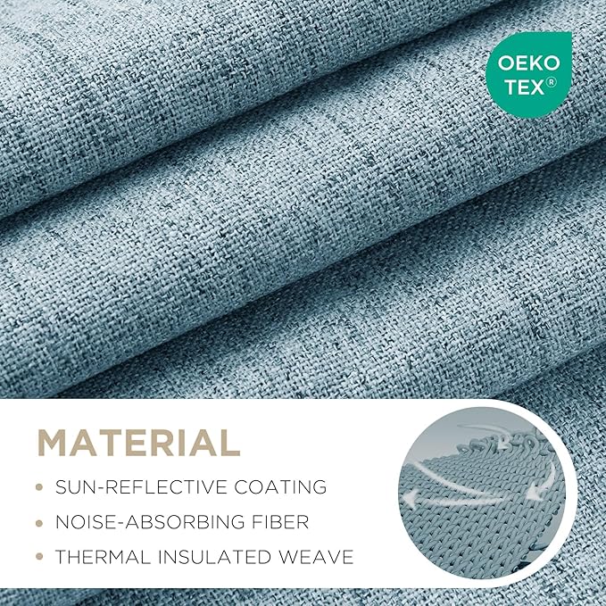 Joydeco 100% Blackout Curtains for Bedroom - Natural Linen Curtains 42" W x 96" L Long, Thermal Insulated 2 Panels Light Blocking Drapes, Rod Pocket & Back Tabs, Darkening Privacy for Living Room