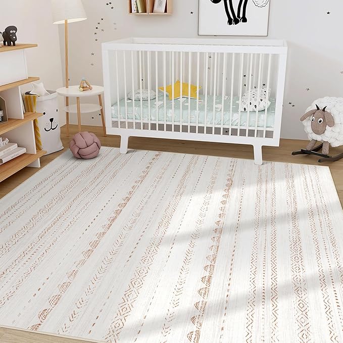 Nakagishi Area Rugs 9x12 Living Room: Washable Boho Large Neutral Modern Soft - Image 8