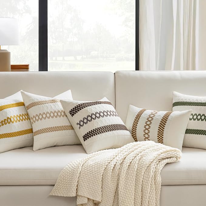 MIULEE Set of 2 Coco Brown Boho Decorative Lumbar Pillow Covers 12x20 Inch - Image 2