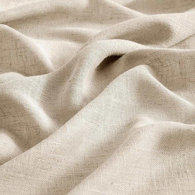 MIULEE Light Taupe Linen Curtains 45 Inch Length 2 Panels - Image 4