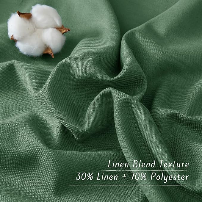 NICETOWN Flax Olive Green Linen Curtains - Image 3