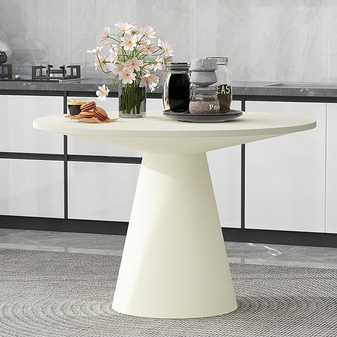 ERYE Contemporary Wooden Round Dining Table, More Decorative Rubber Wood Diningtable for Living Space