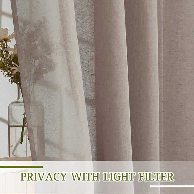 NICETOWN Sheer Linen Curtains 108" Long - Image 3