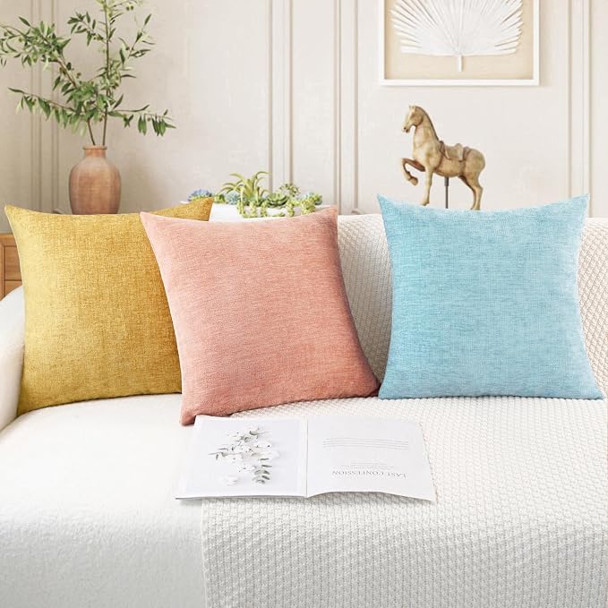 CaliTime Throw Pillow Covers Decorative 20 X 20 Inches Pack of 2 Cozy Chenille - Image 5