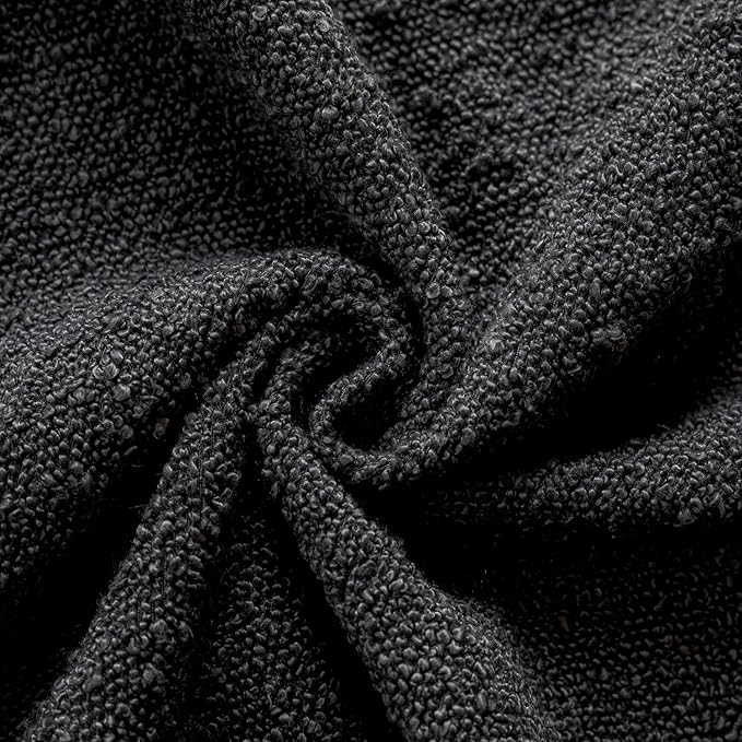 Foindtower Set of 2, Decorative Textured Boucle Throw Pillow Covers Accent Solid Pillow Cases Soft Cozy Couch Cushion Case for Chair Sofa Bedroom Living Room Home Decor 22 x 22 Inch Black