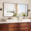 TokeShimi 60x28 Wall Mirror for Bathroom,Matte Black Bathroom Vanity Mirror,Tempered Glass,Large Rectangle Mirror,Rustproof Framed Bathroom Mirror(Horizontal/Vertical)