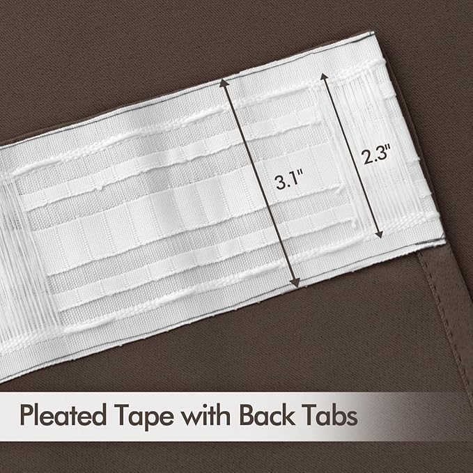 MIULEE Chocolate Brown Back Tab Blackout Curtain 96 Inch Long 2 Panels Set - Image 4