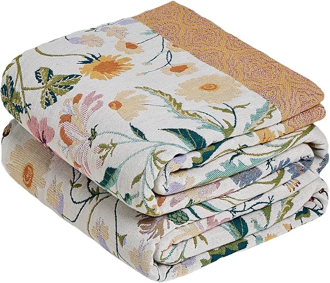 MSGKV The Boho Layer: 50"x60" Cotton Throw Blanket – Lightweight & Reversible by MSGKVHomeTextiles