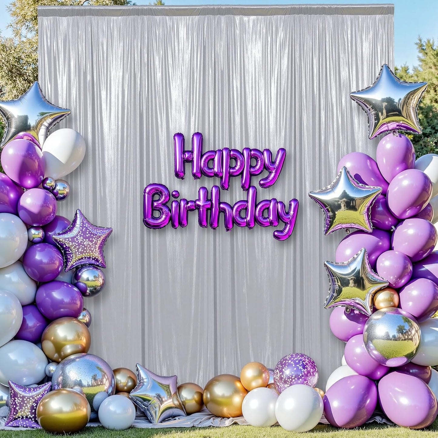 leegleri 10x10ft Thick Silver Glitter Backdrop Curtain Panels for Parties, Wrinkle Free Sequin Sparking Photo Backdrop Drapes, 2 Panels 5x10ft Shimmer Back Drop Cloth for Wedding Birthday Photography