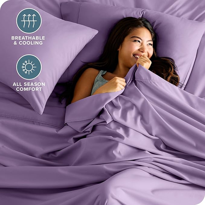 Bare Home Twin XL Sheet Set - College Dorm Size - Luxury 1800 Ultra-Soft Microfiber Twin Extra Long Bed Sheets - Deep Pockets - Easy Fit - Extra Soft - 3 Piece Set - Bed Sheets (Twin XL, Lavender)