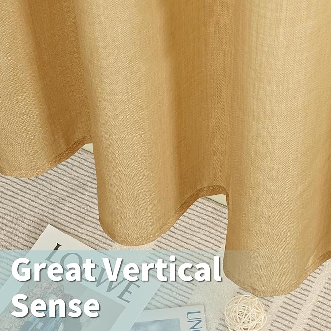 LAMIT Linen Curtains 95 Inch for Living Room, Grommet Thick Linen Textured - Image 5