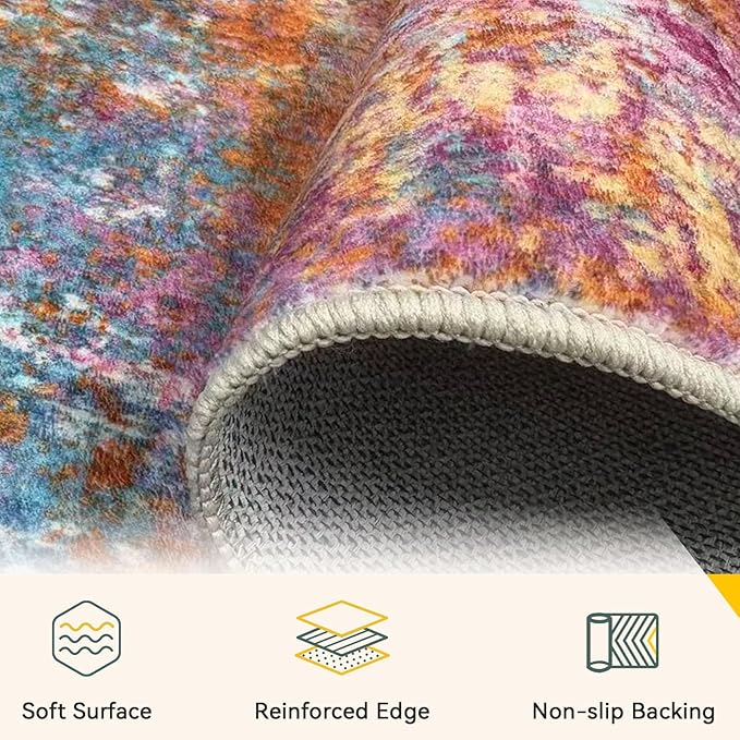 Washable Area Rugs 5'x7' Non-Slip Modern Abstract Soft - Image 4