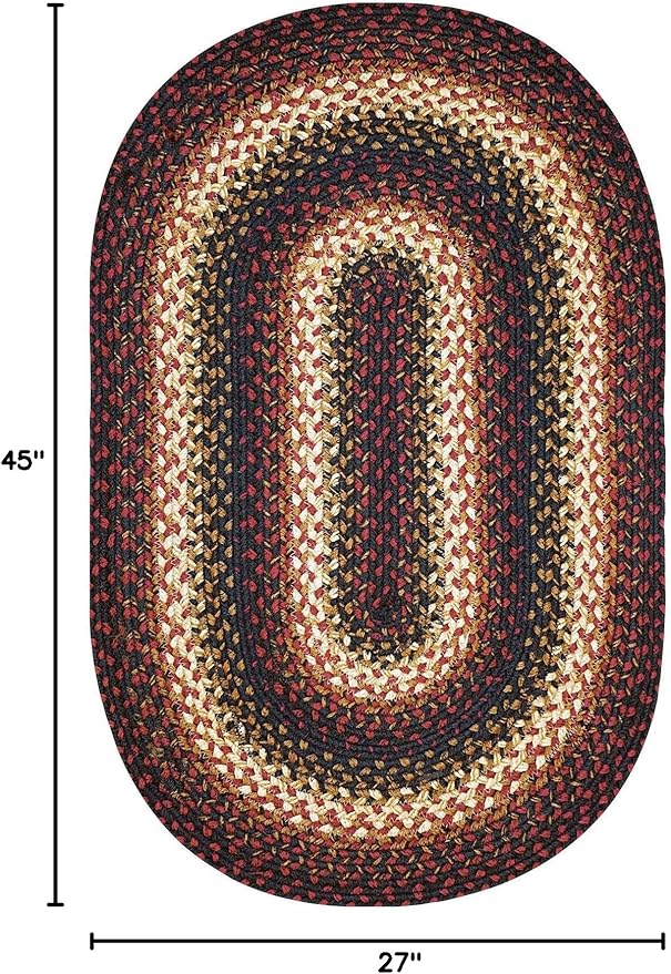 Prescott Jute Braided Oval Rugs 27x45 – Country Primitive Rugs for Kitchen, Entryway and Bathroom