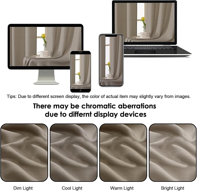 OWENIE Bob Valance Curtains 18 Inch Length 1 Piece, Faux Linen Slub Solid Stone - Image 7