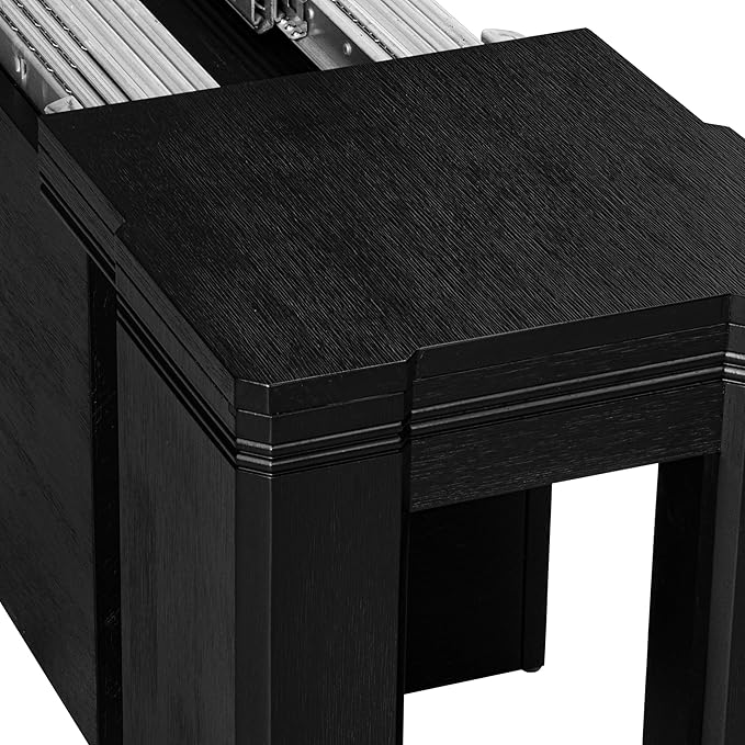 X02EL-206-35 - 5-piece Modern Dining Table Set a Rectangular Kitchen Table and 2 wooden Benches and 2 Doeskin Linen Fabric Dining Chair, 39x120 Inch, Wire Brushed Black