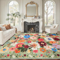 Green Area Rugs 9x12 Living Room Washable Rug Non Slip Floral Low Pile Large Rug by WelcometoBabovid