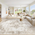 Area Rug 8x10 Washable Rug, Vintage Boho Medallion Rugs Non-Slip Soft Low Pile by VECARF