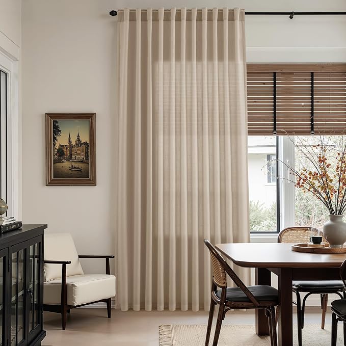Sepia Beige Linen Curtains 112 Inches Long - Image 8