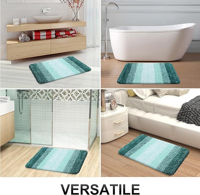 OLANLY Bathroom Runner Rugs 70x24, Extra Soft Absorbent Microfiber Bath Rugs, Rubber Backing, Quick Dry, Washable Bath Mats for Bathroom Floor, Tub and Shower, Home Decor Accessories, Blackish Green