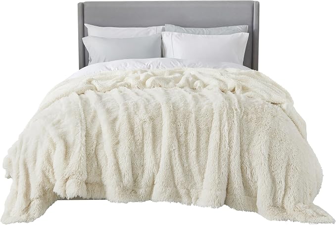 Bedsure GentleSoft Fluffy Cream Blankets Queen Size - Image 9