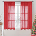 BGment Short Red Linen Curtains 48 Inch Length by BGment