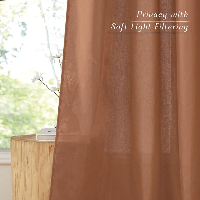 NICETOWN Linen Caramel Curtains 96 inches Long - Image 5