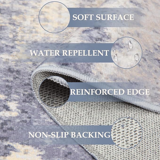 Washable Area Rugs 8'x10' Non-Slip Modern Abstract Soft - Image 2