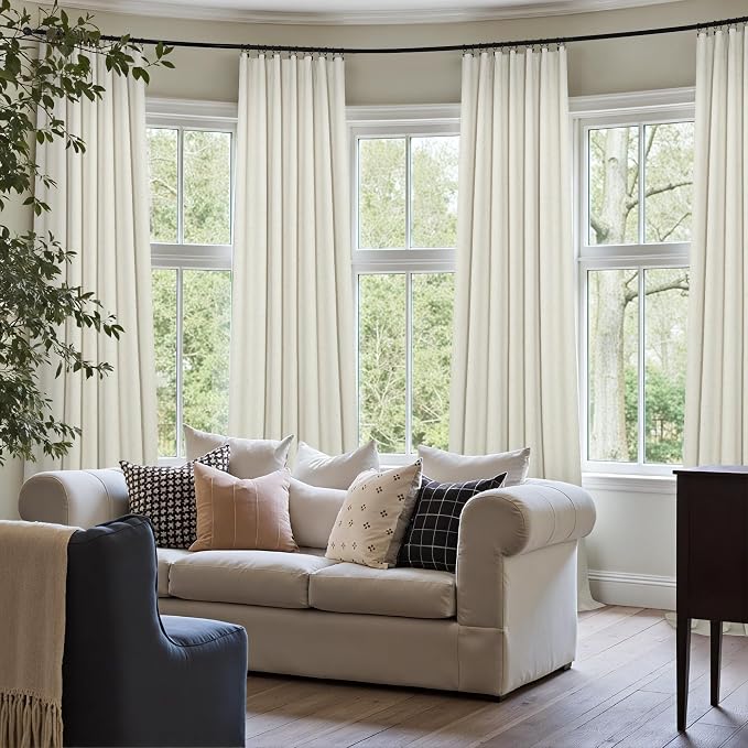 Neutral Blackout Curtains 132 Inches Long Elegant Villa Cottage Cabin 12 Foot - Image 7