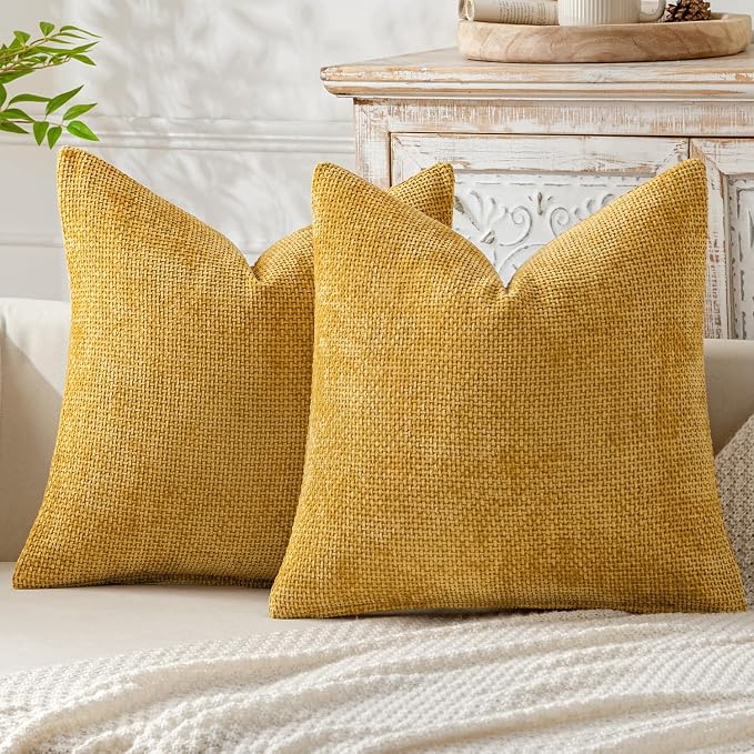 MIULEE Pack of 2 Couch Throw Pillow Covers 18x18 Inch Neutral Gold Modern Boho by MIULEE