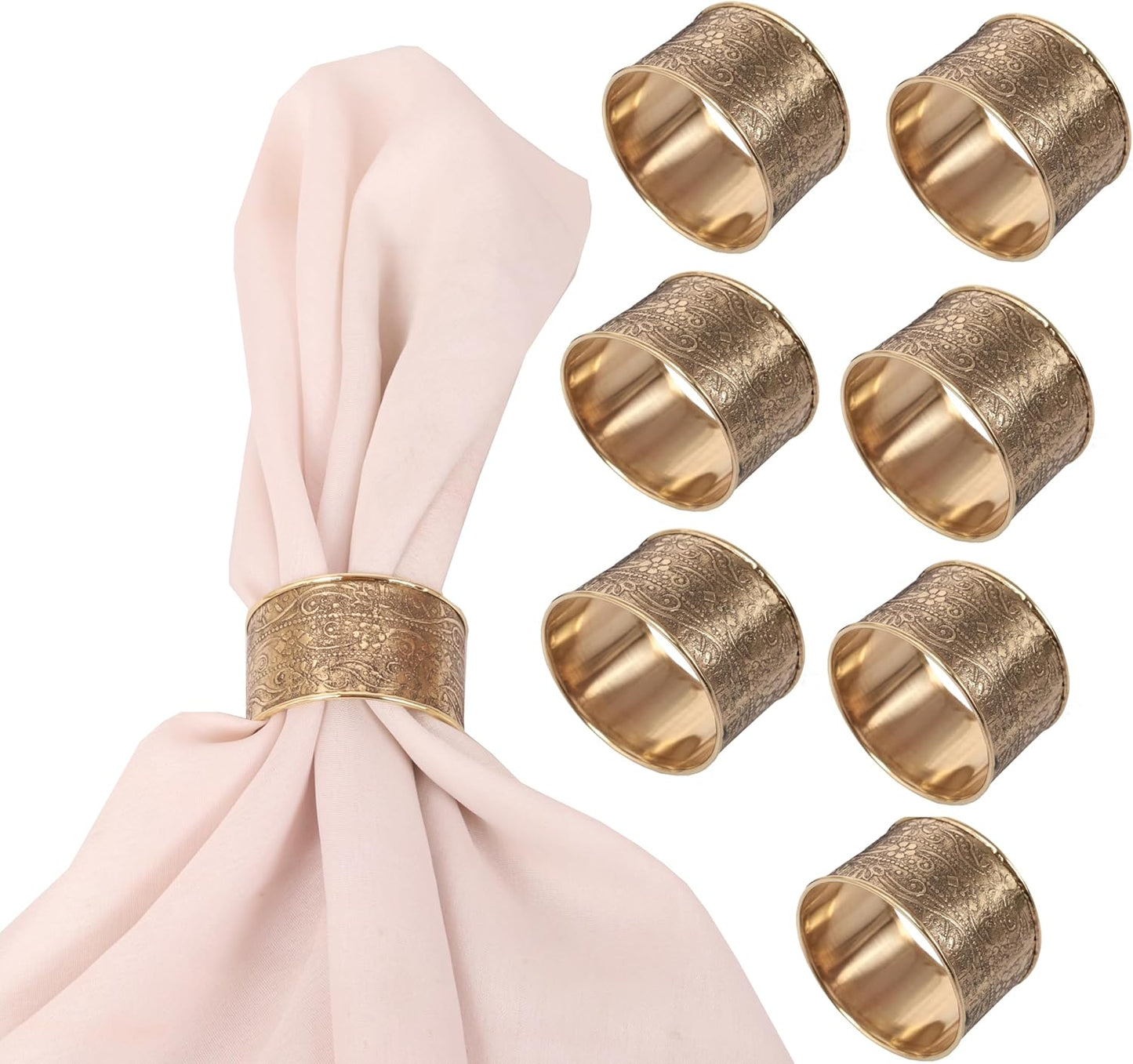 Gorgeous Beautifully Handcrafted Floral Large Size Gold Color Party Dining Table Napkin Holders (Set of 8)