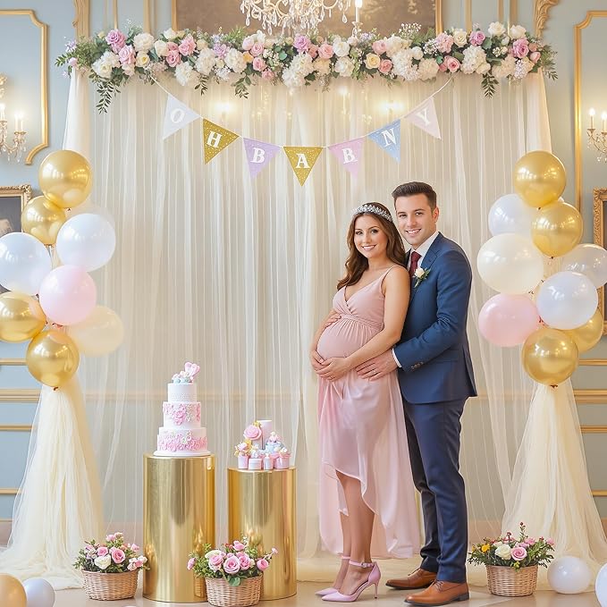10ft x 15ft Champagne Tulle Backdrop Curtain - Image 4