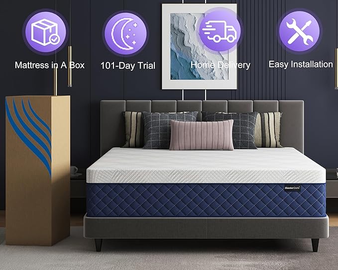 Queen Mattresses, 14 Inch Hybrid Queen Mattress in a Box, Memory Foam and Individual Pocket Spring Breathable Comfort for Sleep Supportive and Pressure Relief, CertiPUR-US, 60"*80"*14"