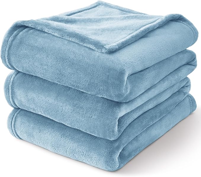 BEDELITE Fleece Blanket Washed Blue Throw Blankets - Image 8