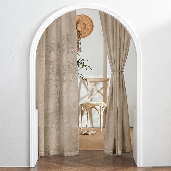 RYB HOME Linen Sheer Curtains for Living Room, Boho Classic Linen Blend Elegant - Image 7