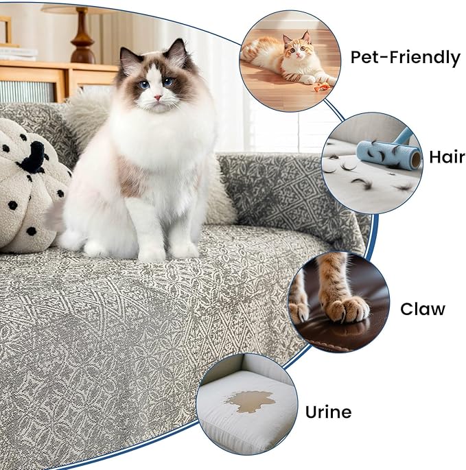 STACYPIK Geometric Pattern Sofa Cover Blanket, Black Couch Throw for Living Room, Couch Covers for Dogs, Washable Furniture Protector for 3 Cushion Sofa with Tassel, Anti-Slip Throw Cover-71X134IN
