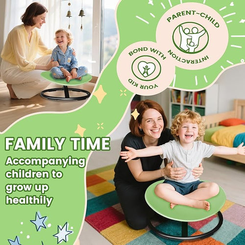 21" L × 19" W Large Size Spinning Chair for Autistic Kids, Autism Sensory Spinning Chair, Sensory Toys for Kids with Autism & ADHD, Sit and Spin Training Body Coordination, Light Green Rounded Share