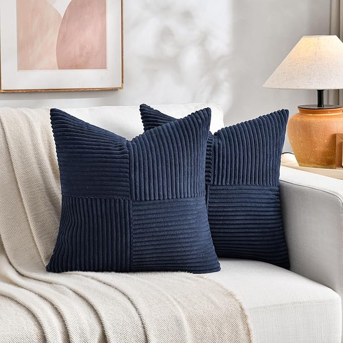 Fancy Homi 2 Packs Navy Blue Decorative Throw Pillow Covers 22x22 Inch - Image 7