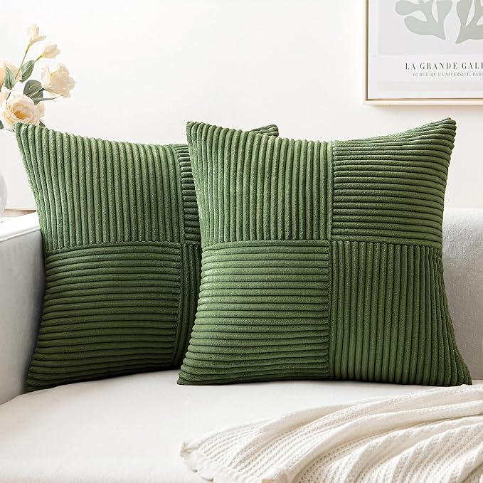 MIULEE Moss Green Decorative Throw Pillow Covers 16x16 Inch by MIULEE