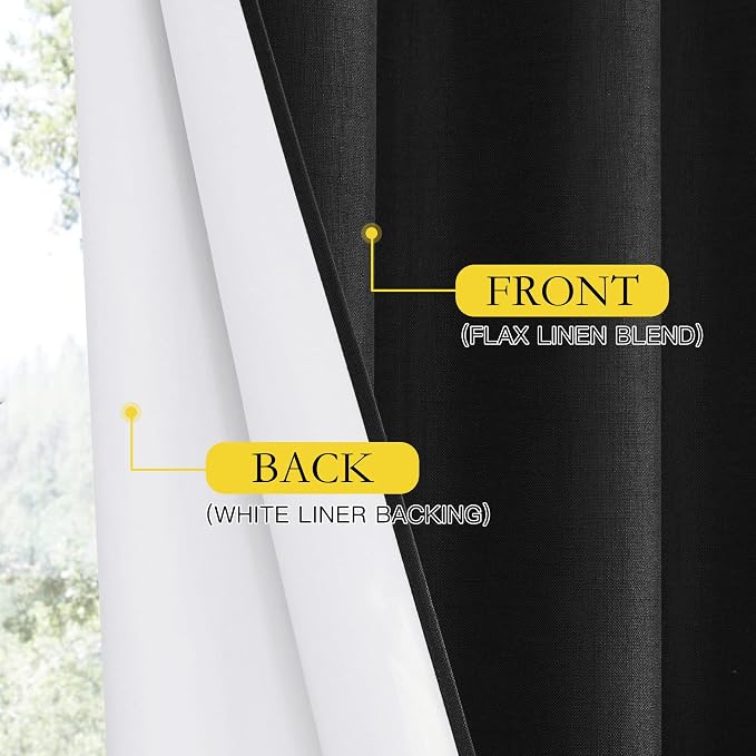 NICETOWN Black Out Linen Curtains, Complete Blackout Shades - Image 6