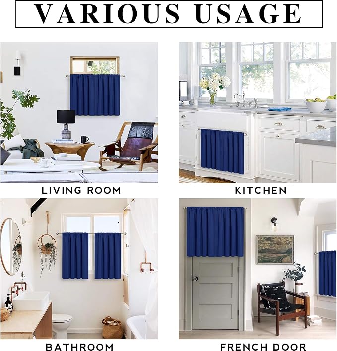 RYB HOME Short Marine Blue Blackout Curtains - Image 7