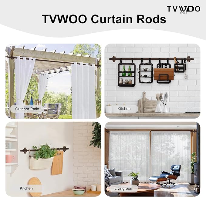 TVWOO Bronze Wrap Around Curtain Rods 2 Pack:Small Blackout Adjustable Window - Image 6