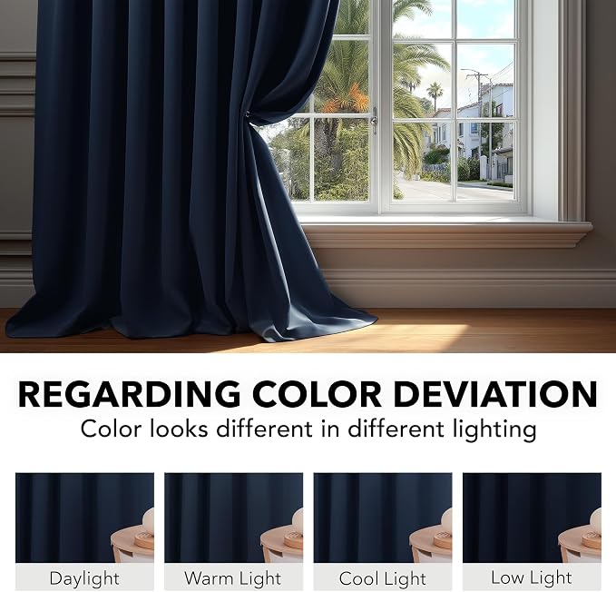 Deconovo Blackout Curtains, Thermal Insulated, W70 x L84 2 Panels, Back Tab - Image 6
