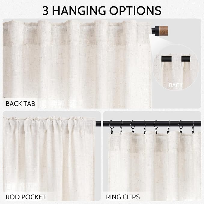 Ivory White Linen Curtains 102 Inches Long - Image 2